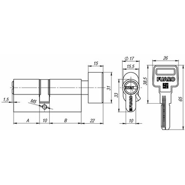 Цилиндровый механизм с вертушкой R602/70 mm (30+10+30) 5 кл. Бронза