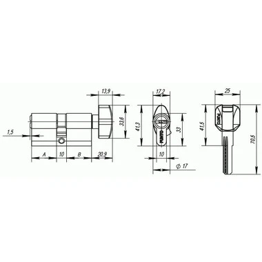 Цилиндровый механизм с вертушкой Z402/100 mm (40+10+50) 5 кл. Хром