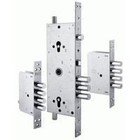 Корпус замка врезного двухцилиндрового 256 w/b с девиаторами, тягами и броней в комплекте Никель