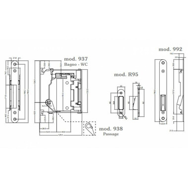 Bonaiti mod. 938 (скрытая) Механизм мат.хром (B-No ha mini) + регулируемая ответка 992 Bonaiti mod. 938 (скрытая) Механизм мат.хром (B-No ha mini) + регулируемая ответка 992
