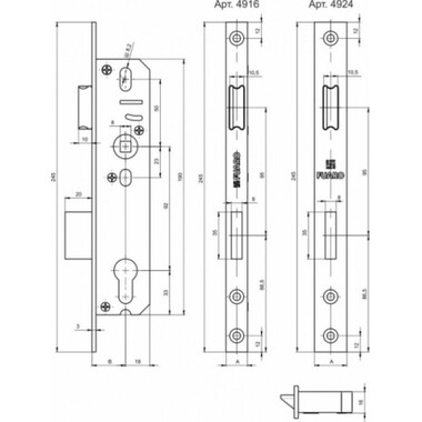 Fuaro Корпус узкопрофильного замка с защелкой 4916-25/92 CP (хром)
