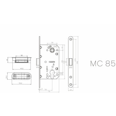 Защелка магнитная Vantage MC85 матовый хром