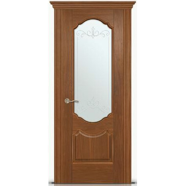 Дверь натуральный шпон СитиДорс Гиацинт ДО остекление Бронзовое стекло, алмазная гравировка "Ромб", Орех американский