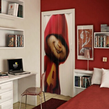 Дверь Гармошка с фотопечатью «Бурундук в красном» 203*77 см, Арт. F168