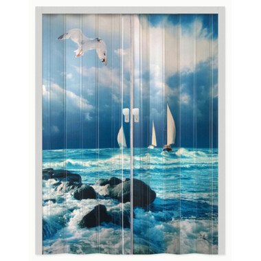 Дверь Гармошка с фотопечатью «Чайка и море» 203*88 см, арт. 0578